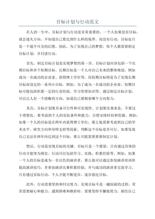 目标计划与行动范文