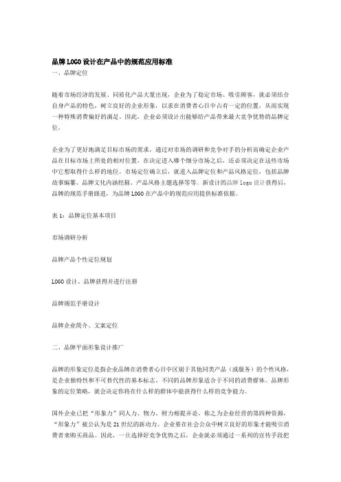 品牌LOGO设计在产品中的规范应用标准