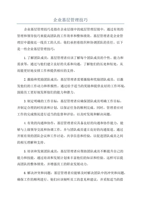 企业基层管理技巧