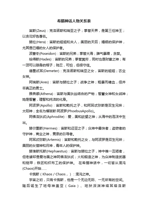 希腊神话人物关系表