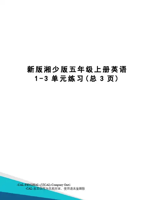新版湘少版五年级上册英语1-3单元练习