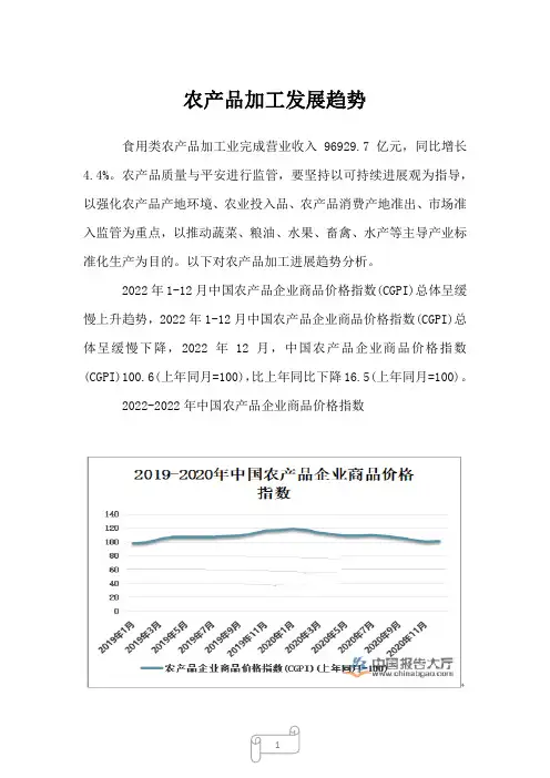 2022年行业分析农产品加工发展趋势