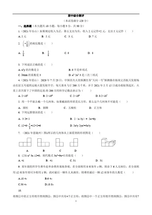 北师大版数学七年级上册期中综合测评(含答案)
