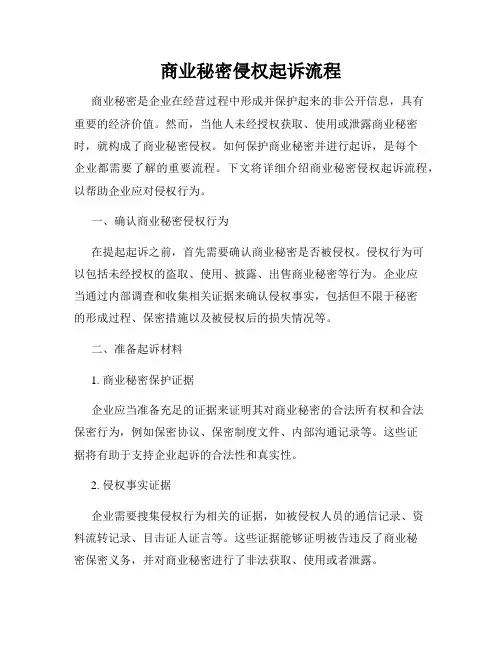 商业秘密侵权起诉流程