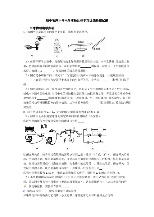 初中物理中考电学实验达标专项训练检测试题
