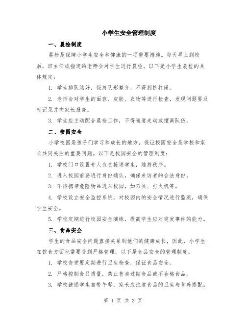小学生安全管理制度