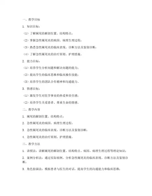 医学教案模板阑尾炎范文