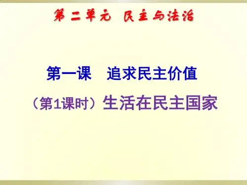 人教版九年级上册道德与法治  3.1 生活在民主国家(32张幻灯片)