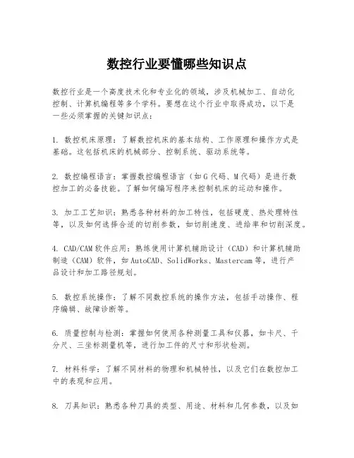 数控行业要懂哪些知识点