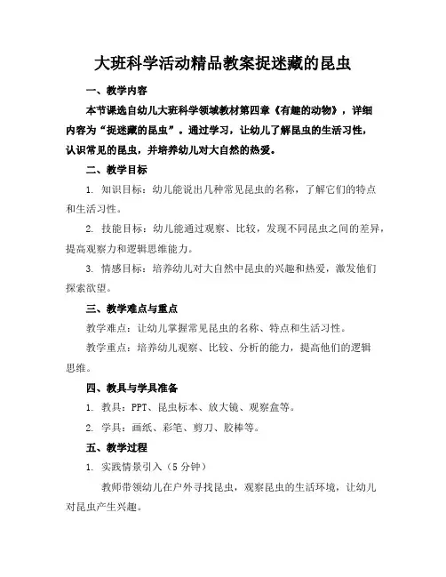 大班科学活动精品教案捉迷藏的昆虫