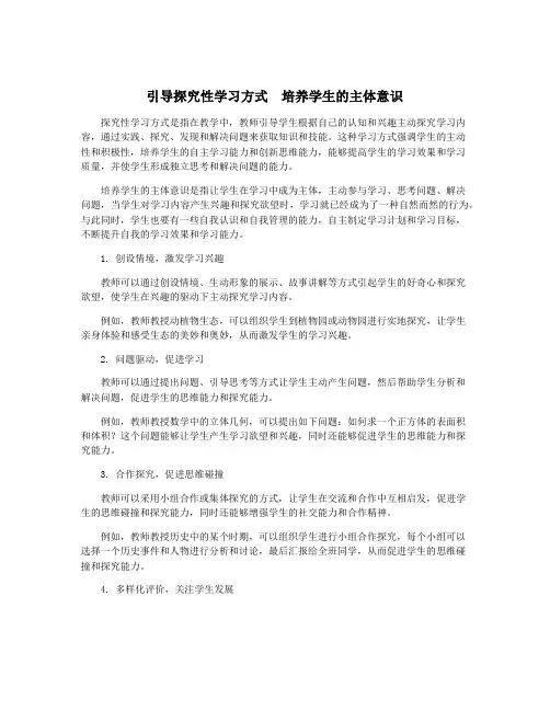 引导探究性学习方式  培养学生的主体意识