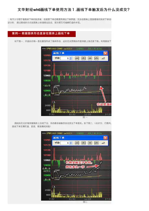 文华财经wh6画线下单使用方法１.画线下单触发后为什么没成交？