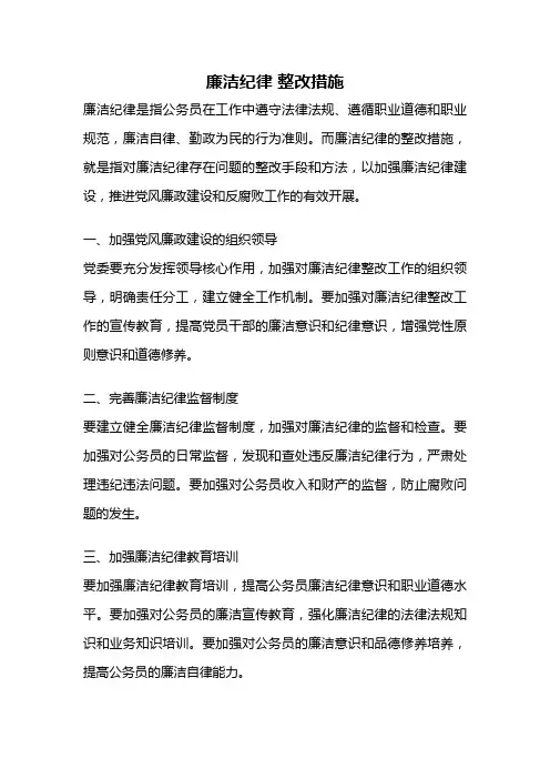 廉洁纪律 整改措施