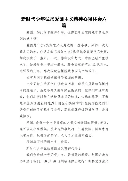 新时代少年弘扬爱国主义精神心得体会六篇