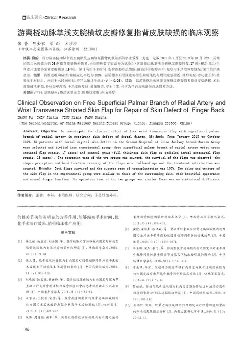 游离桡动脉掌浅支腕横纹皮瓣修复指背皮肤缺损的临床观察