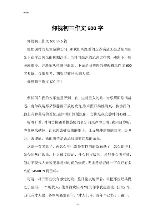 仰望初三作文600字