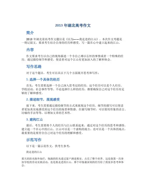 2013年湖北高考作文