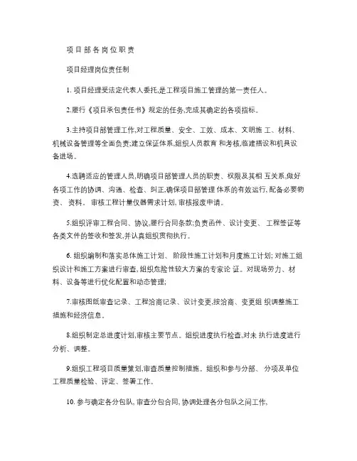 (完整版)项目部各岗位责任制