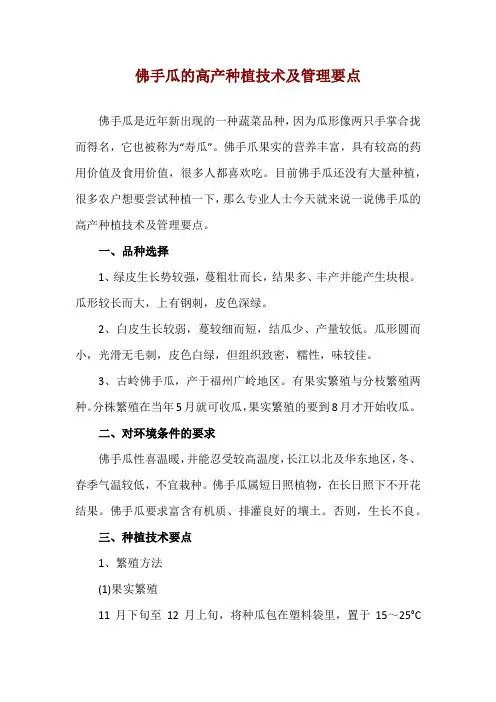 佛手瓜的高产种植技术及管理要点