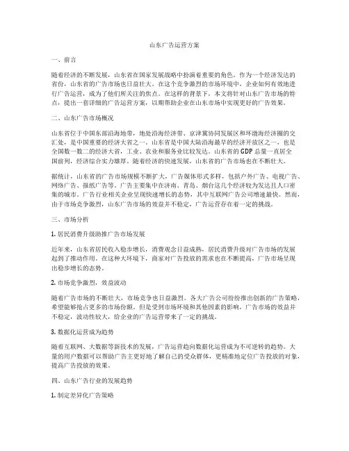 山东广告运营方案