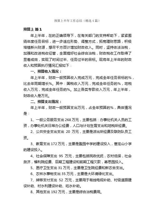 预算上半年工作总结（精选4篇）