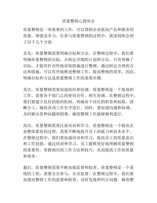 质量整顿心得体会