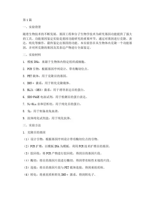 功能基因鉴定实验报告(3篇)