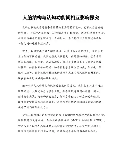 人脑结构与认知功能间相互影响探究