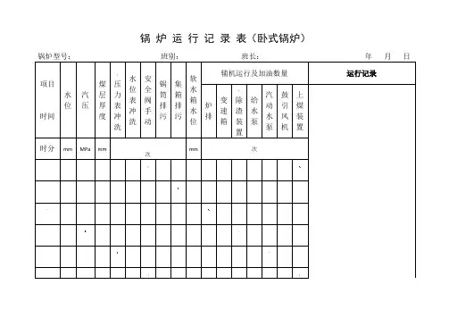 锅炉运行记录表