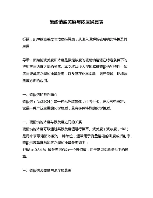硫酸钠波美度与浓度换算表