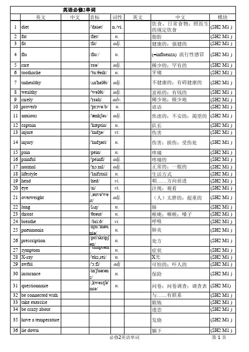外研版-高中英语单词表-必修二-带音标