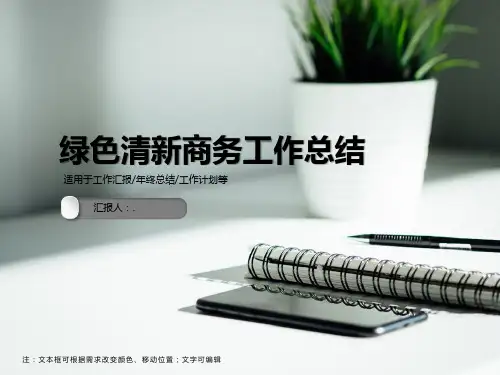 绿色清新商务工作总结PPT模板