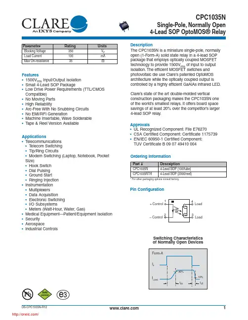 CPC1035N;中文规格书,Datasheet资料