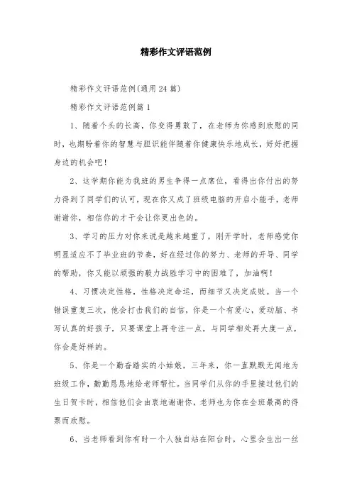 精彩作文评语范例