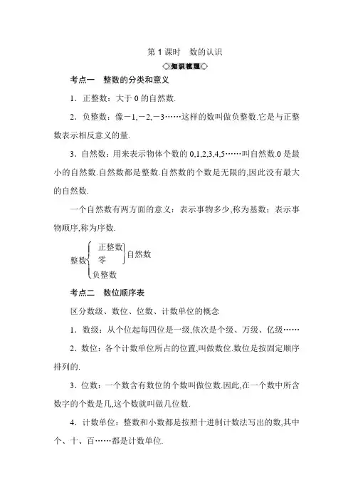六年级下数学知识点讲解-小升初总复习 第一章 数的认识 第1课时数的认识