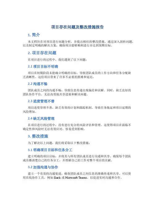 项目存在问题及整改措施报告