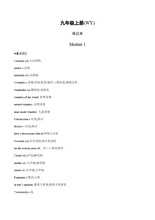 Module 1 外研版英语九年级上册知识点