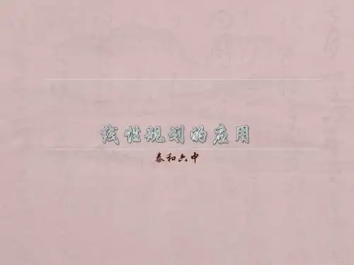 线性规划的应用