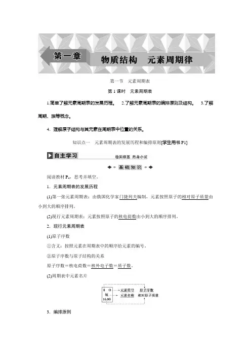 第一章第一节第1课时元素周期表
