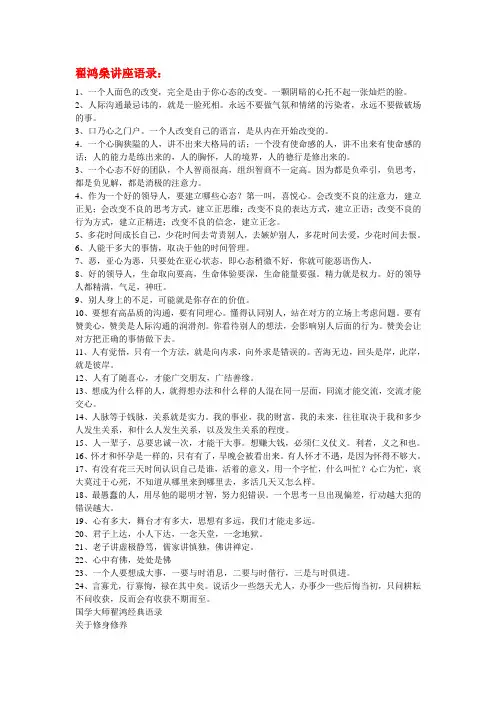 翟鸿燊讲座语录