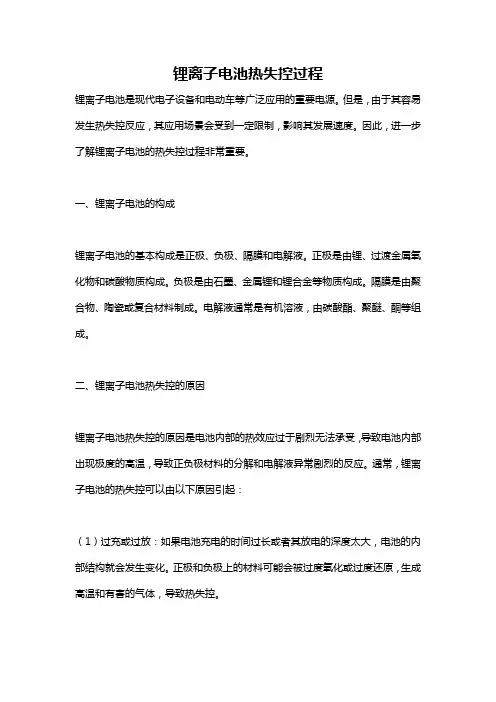 锂离子电池热失控过程