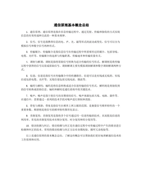 通信原理基本概念总结