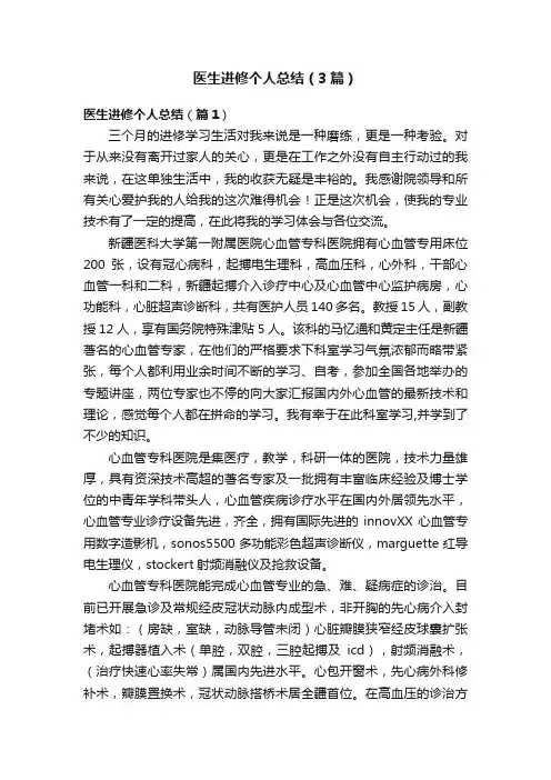 医生进修个人总结（3篇）