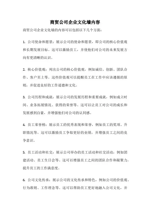 商贸公司企业文化墙内容
