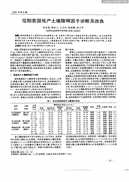 信阳茶园低产土壤障碍因子诊断及改良