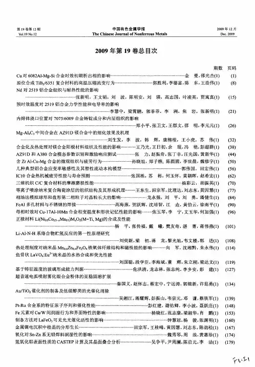 2009年第19卷总目次