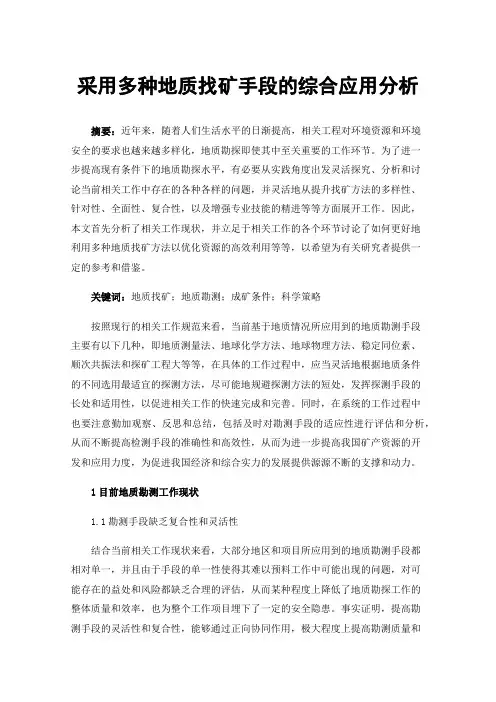 采用多种地质找矿手段的综合应用分析