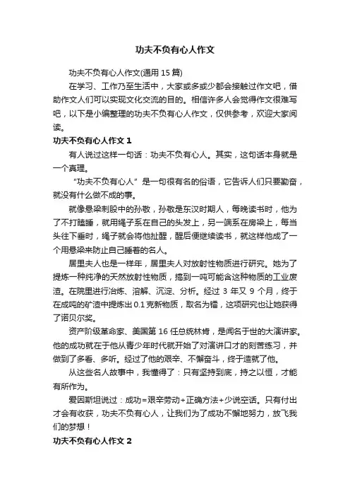 功夫不负有心人作文