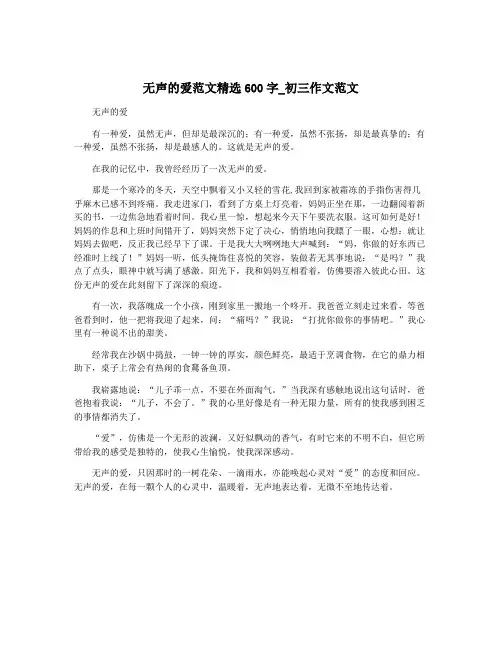 无声的爱范文精选600字_初三作文范文