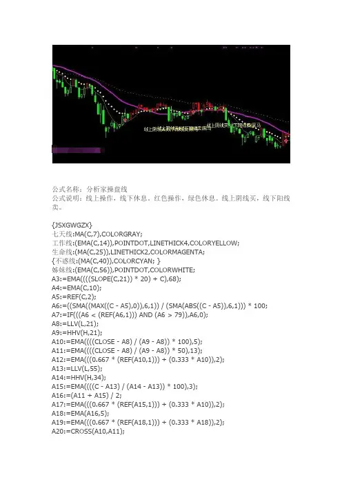 通达信指标公式源码工作线 主图源码